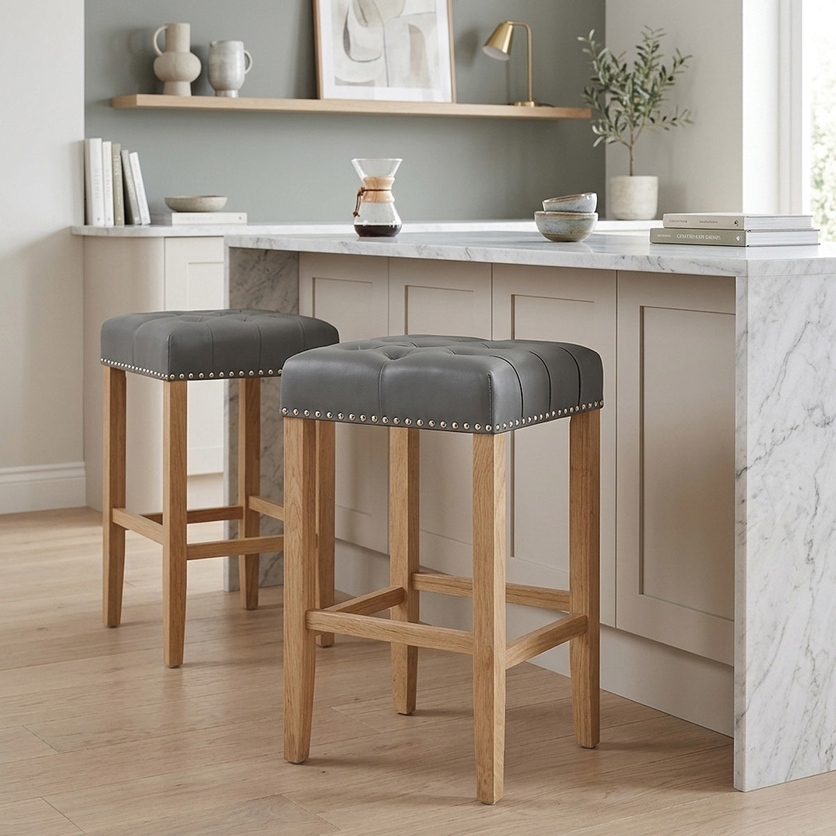 Holzbarhocker Eiche - Chelsea Grau