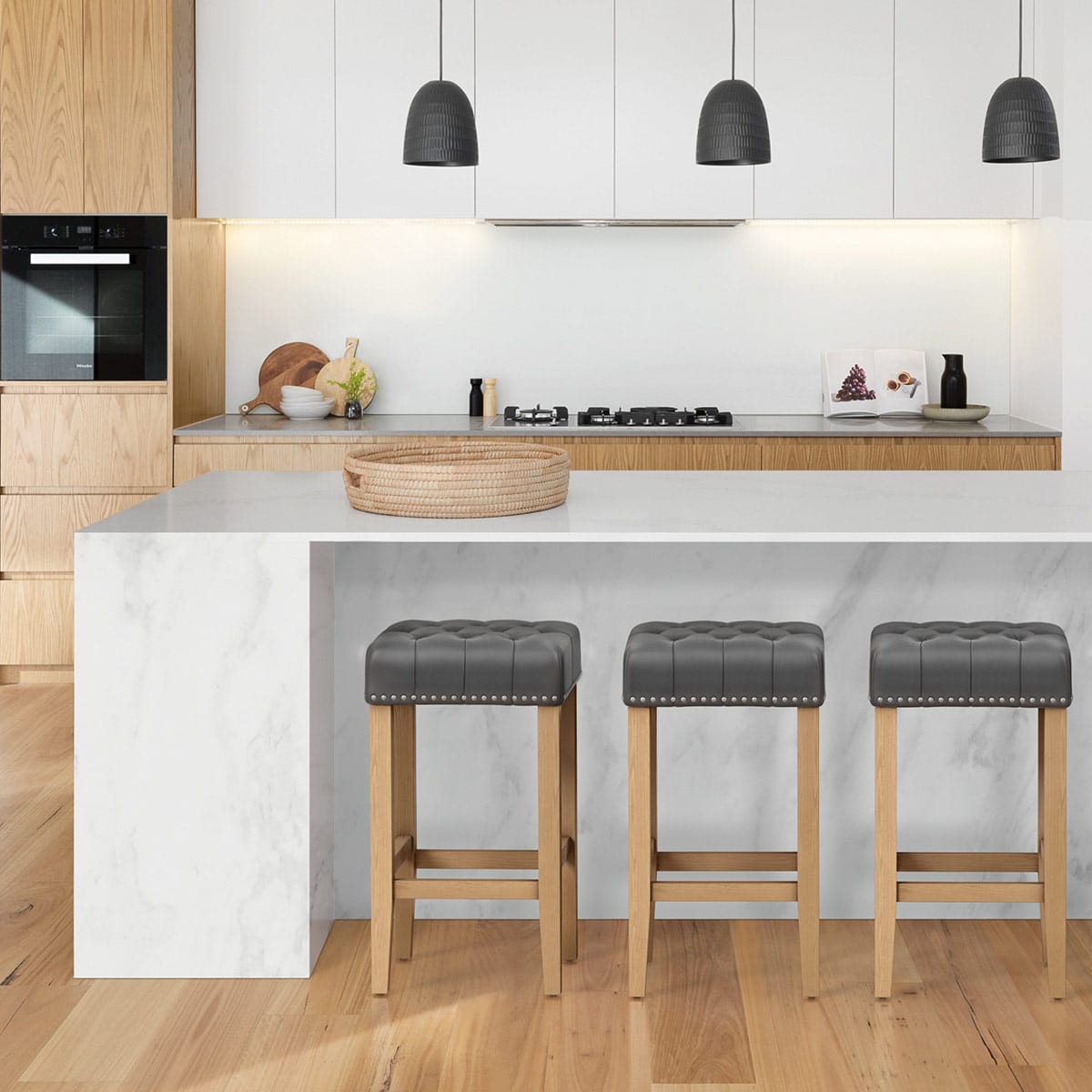 Holzbarhocker Eiche - Chelsea Grau