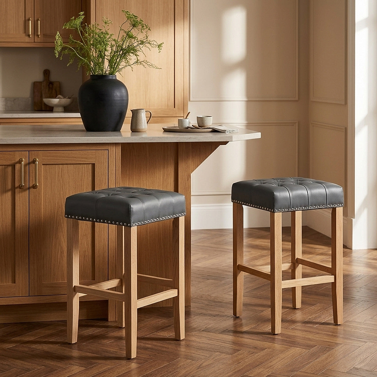 Holzbarhocker Eiche - Chelsea Grau