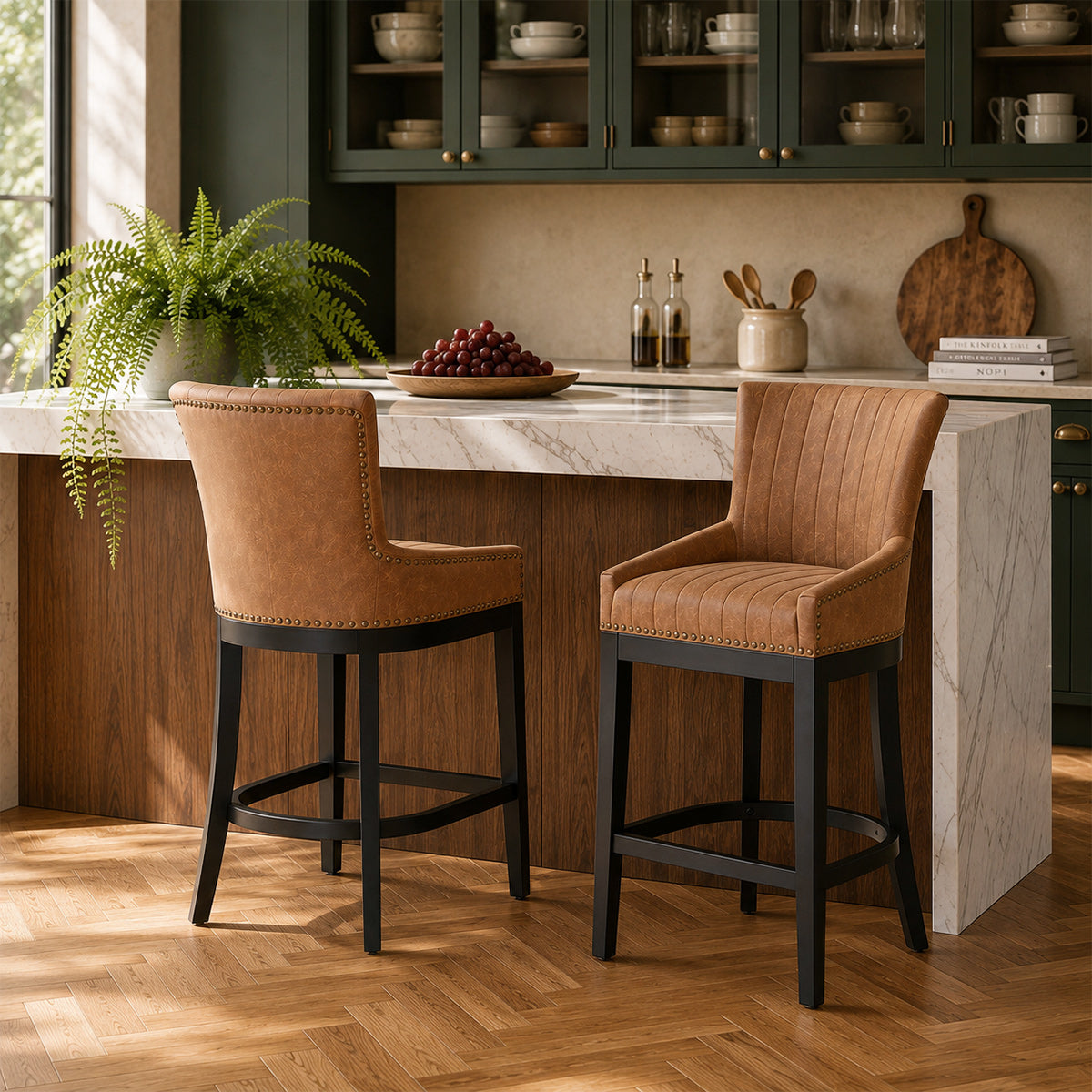 Kunstleder Barhocker Eiche - Chiltern Braun