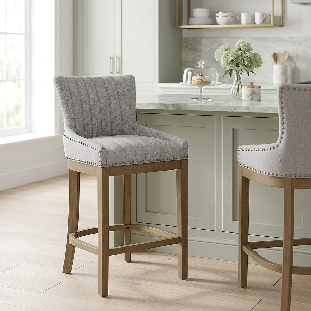 Stoff Barhocker Eiche - Chiltern Grau