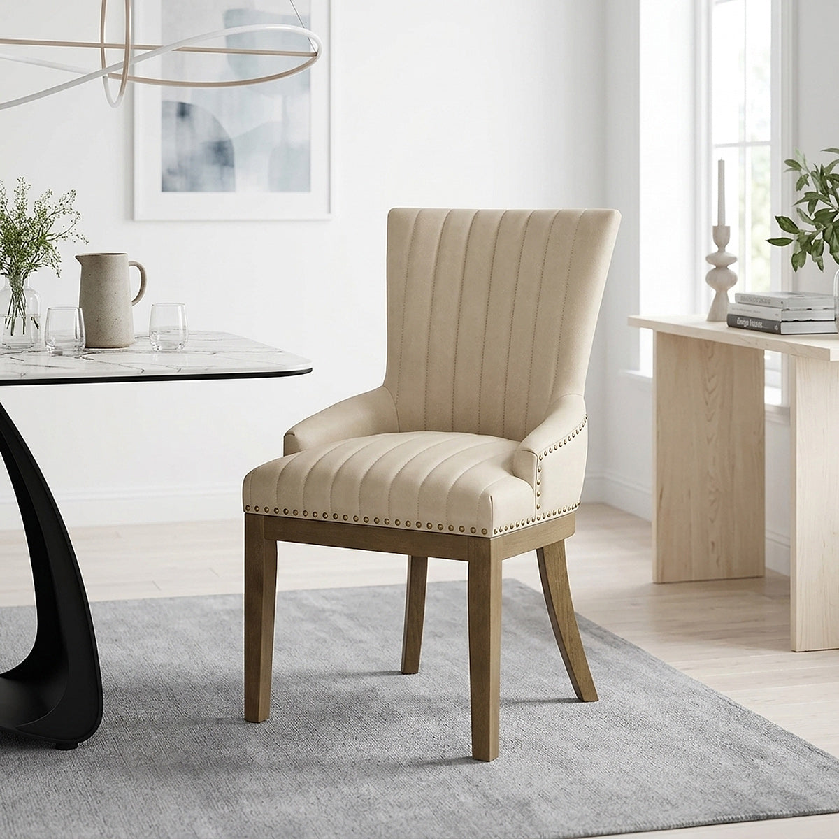 Kunstleder Stuhl Eiche - Chiltern Beige