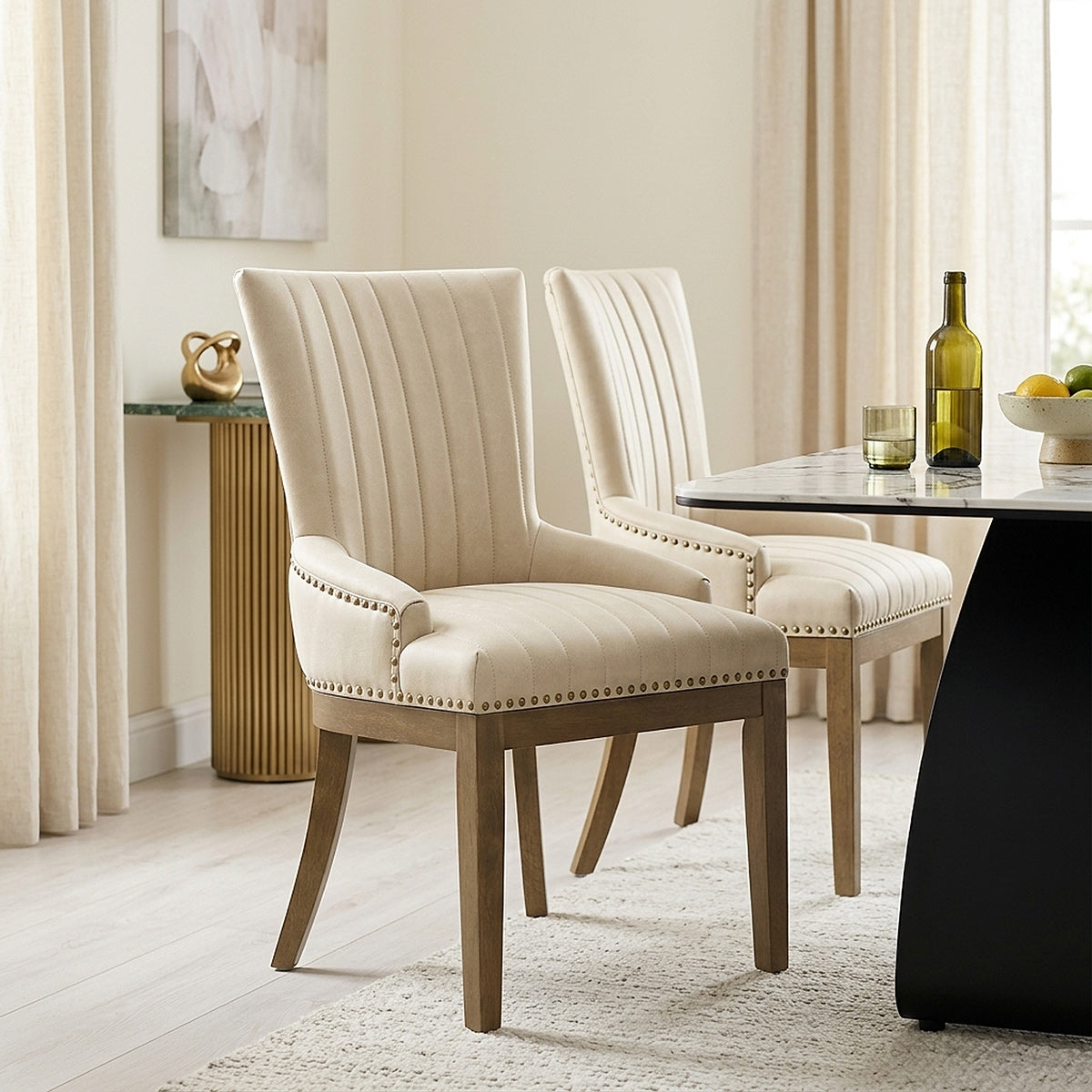 Kunstleder Stuhl Eiche - Chiltern Beige