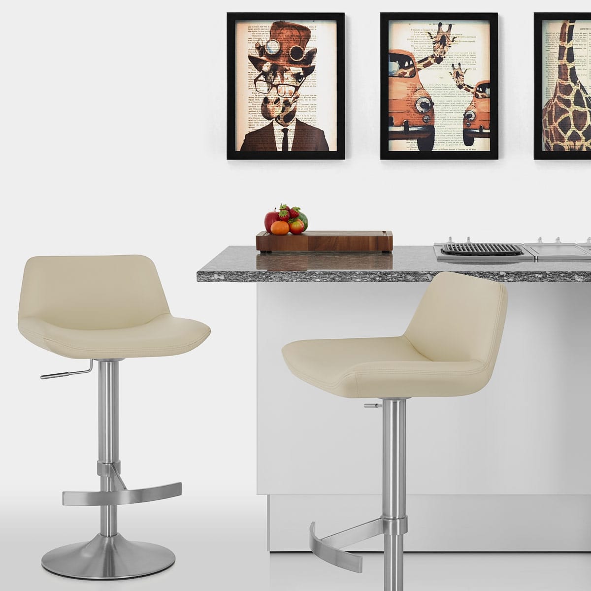 Kunstleder Barhocker Gebürstet - Christiana Beige