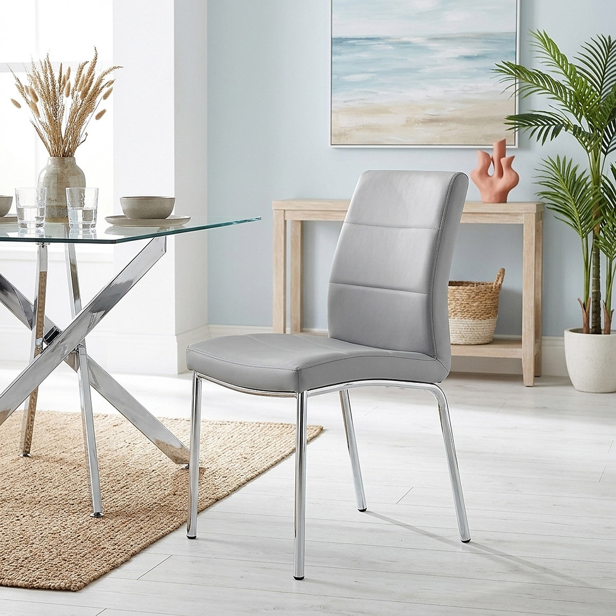 Kunstleder Chrom Stuhl - Breakfast Grau