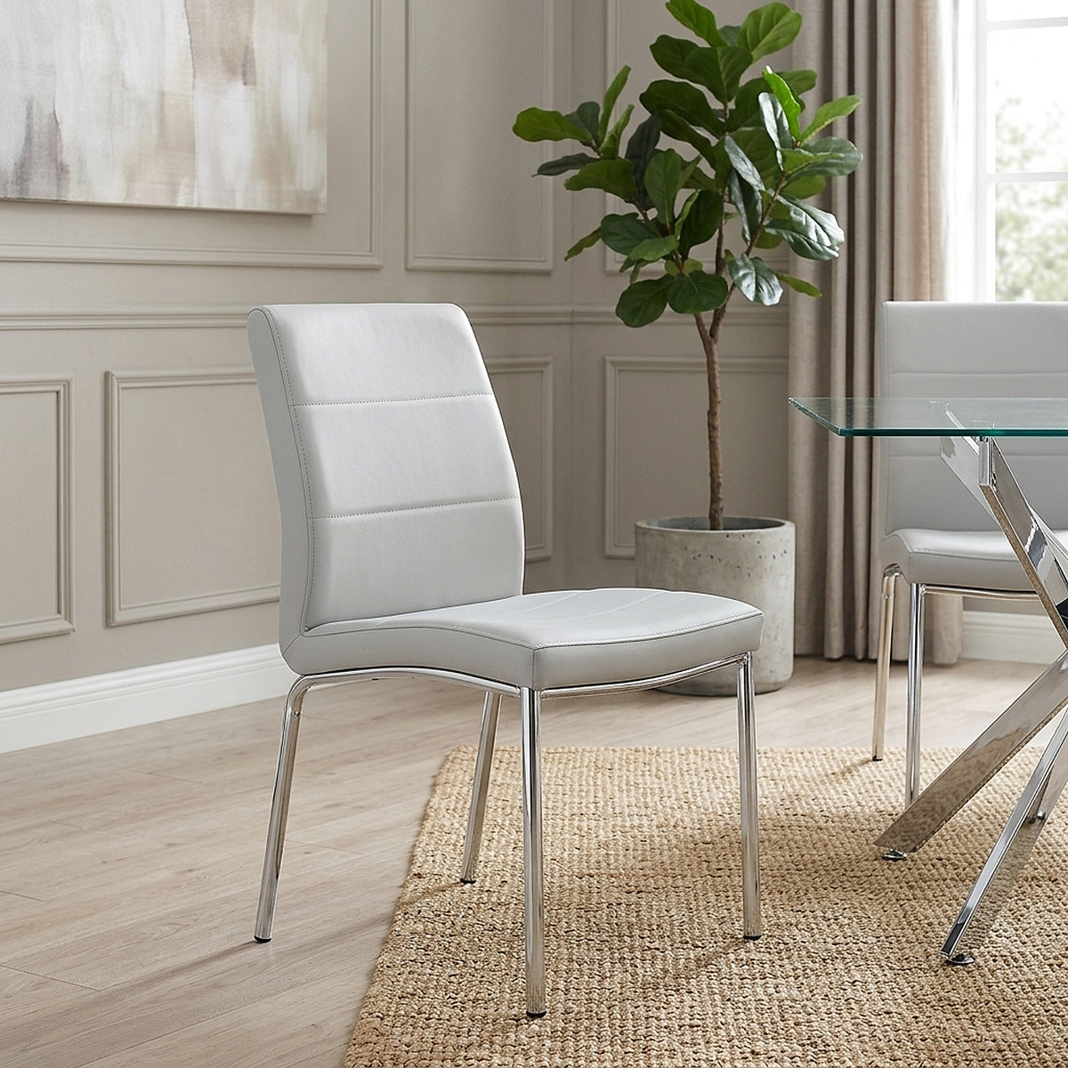 Kunstleder Chrom Stuhl - Breakfast Grau