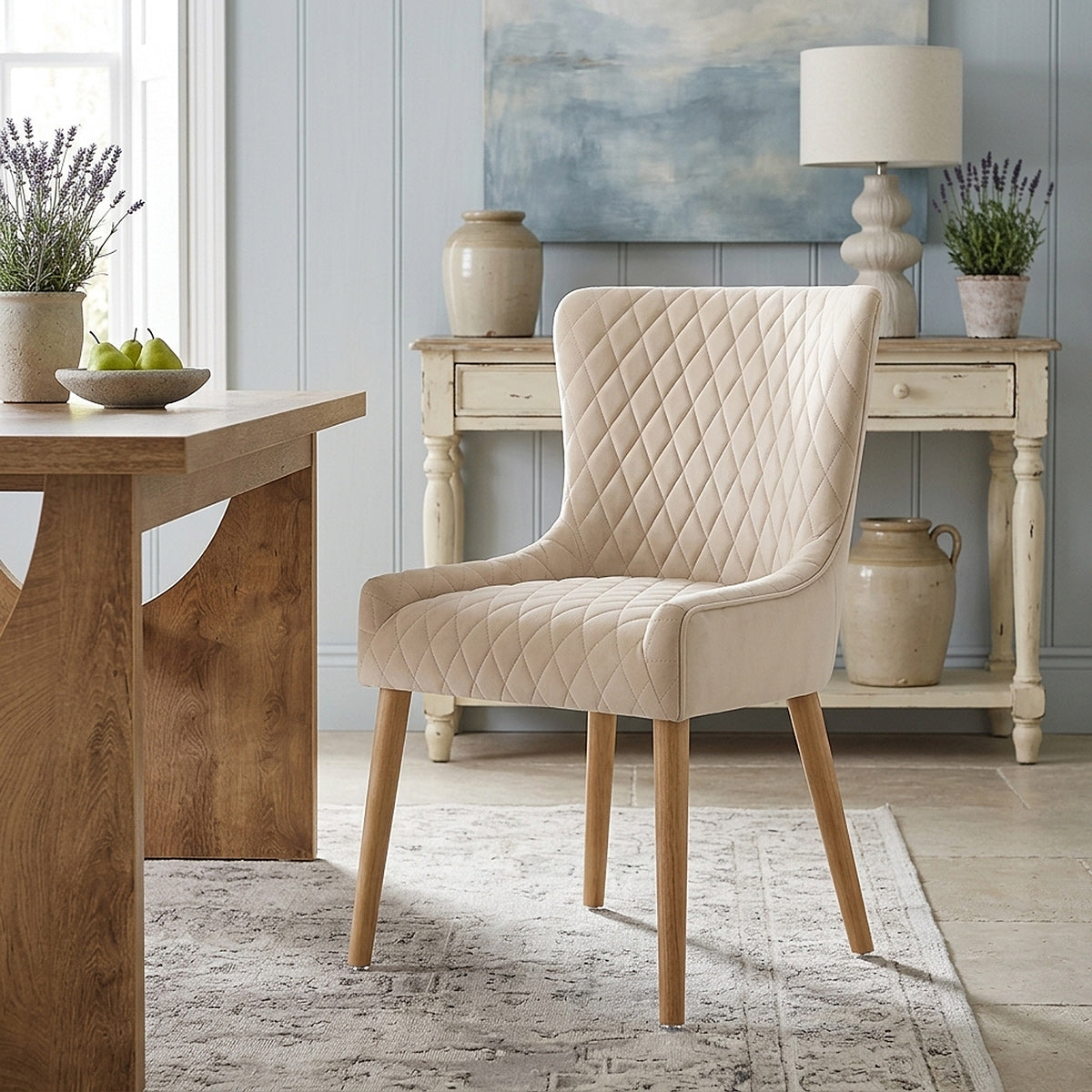 Samt Esszimmerstuhl - City Beige