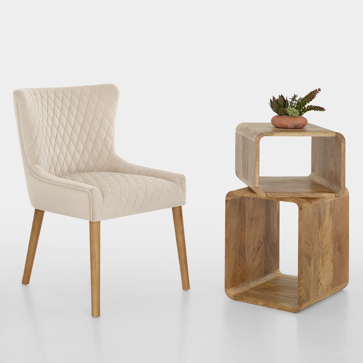 Samt Esszimmerstuhl - City Beige