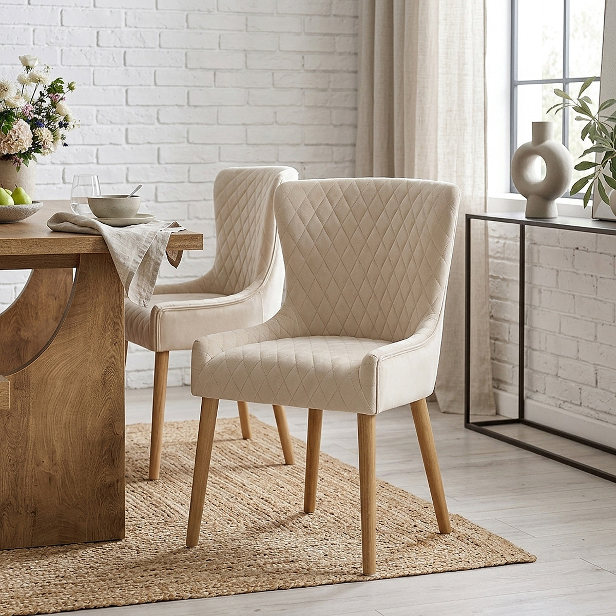 Samt Esszimmerstuhl - City Beige