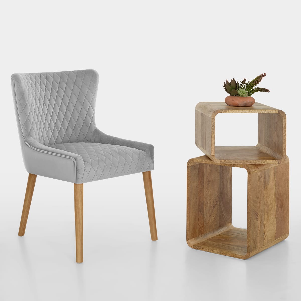 Sedia Velluto Quercia - City Grigio