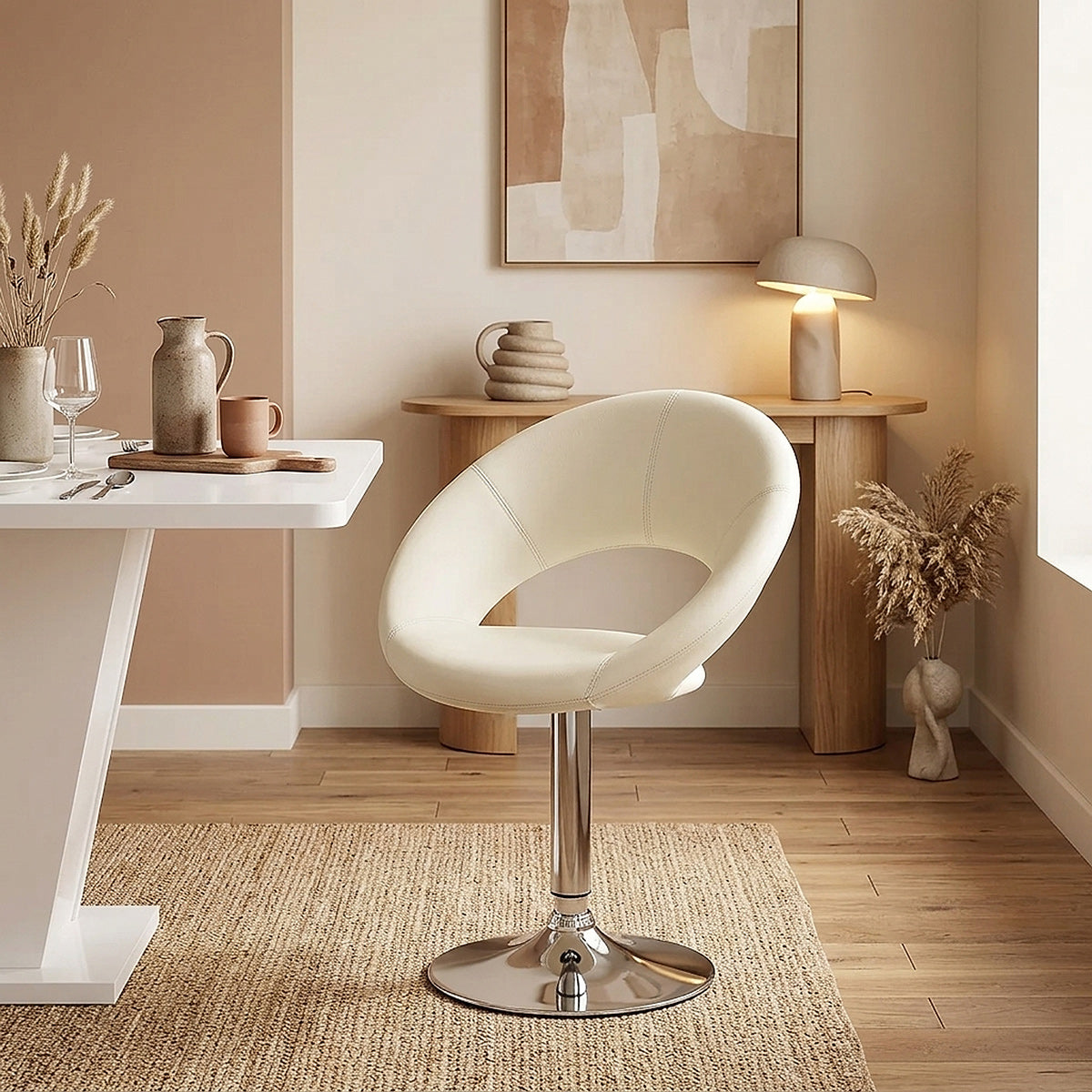 Kunstleder Chrom Stuhl - Clementine Beige