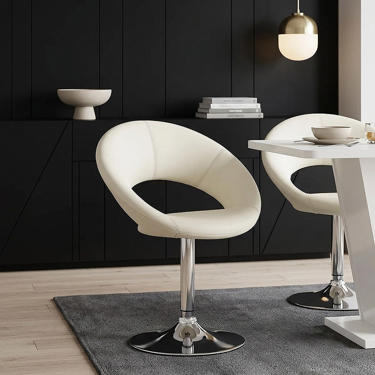 Kunstleder Chrom Stuhl - Clementine Beige
