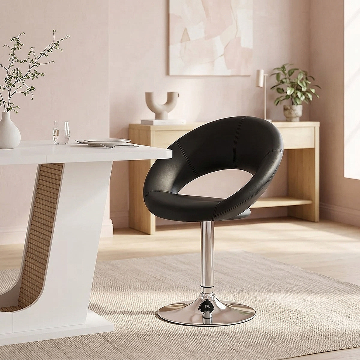 Kunstleder Chrom Stuhl - Clementine Schwarz