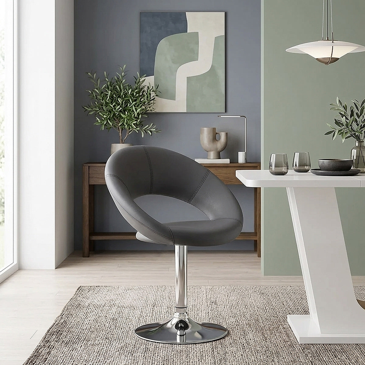 Kunstleder Chrom Stuhl - Clementine Grau