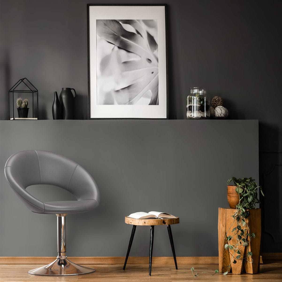 Sedia girevole Ecopelle Cromato - Clementine Grigio