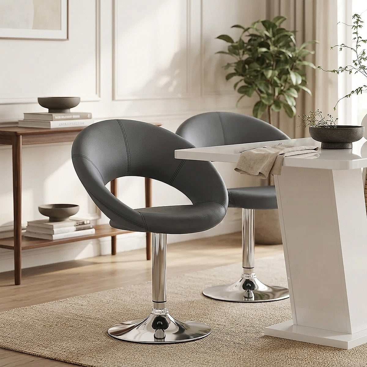 Kunstleder Chrom Stuhl - Clementine Grau