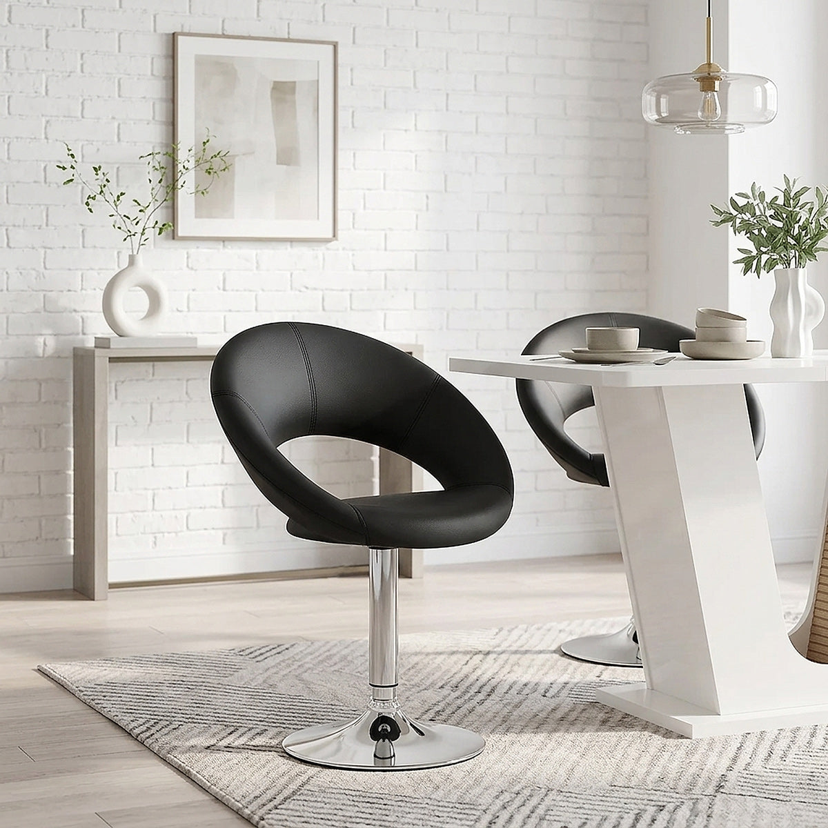 Kunstleder Chrom Stuhl - Clementine Schwarz