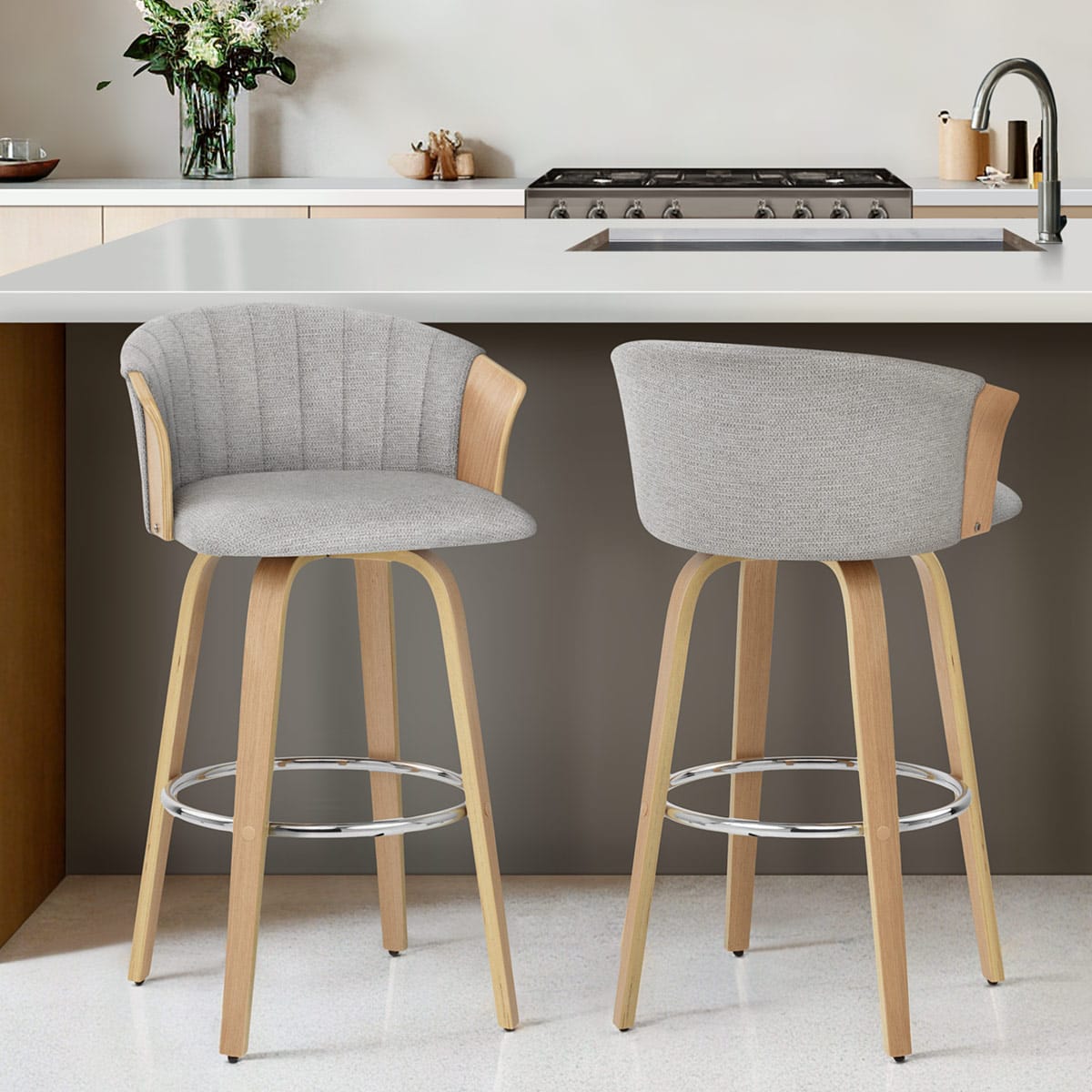 Barhocker Stoff - Coral Grau