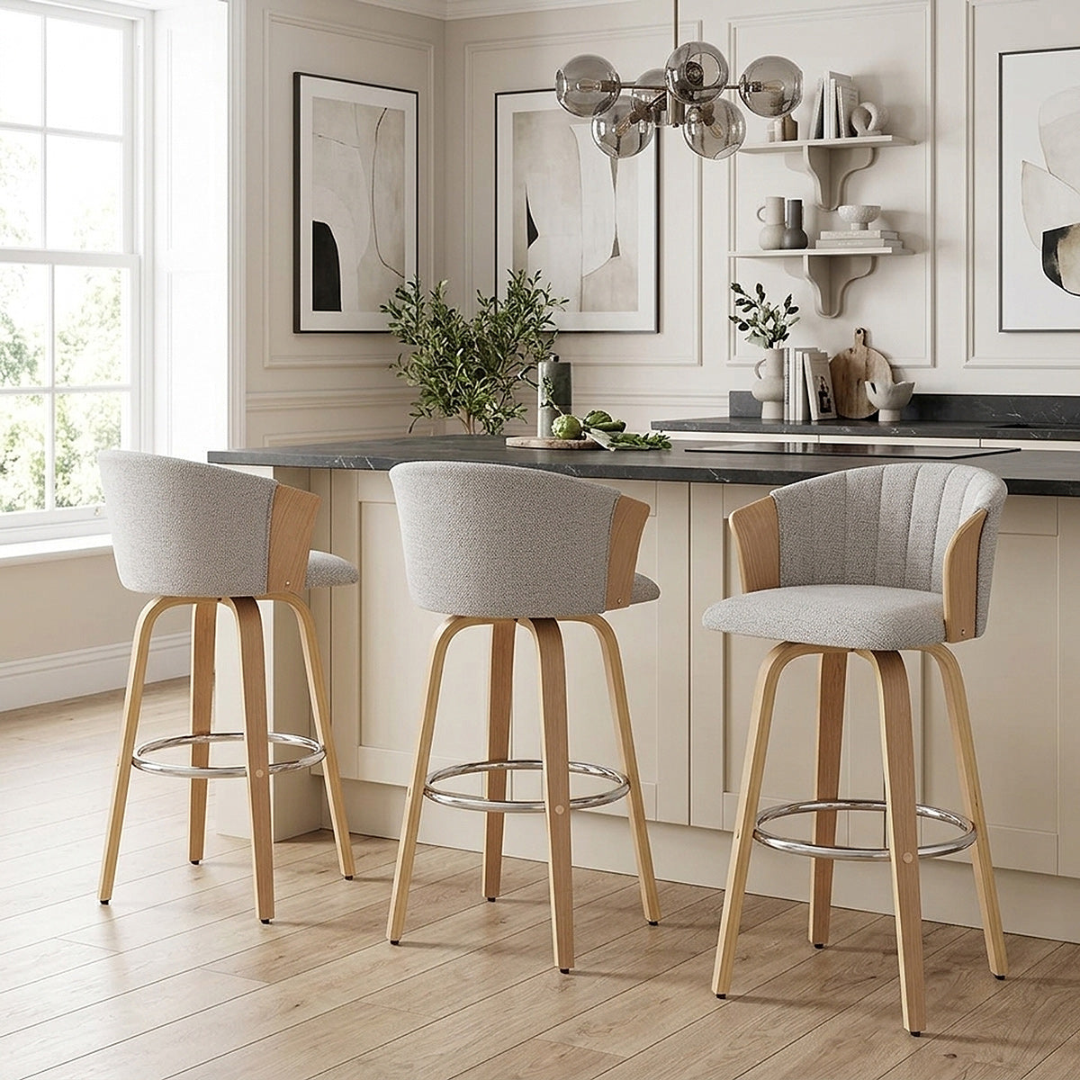 Barhocker Stoff - Coral Grau