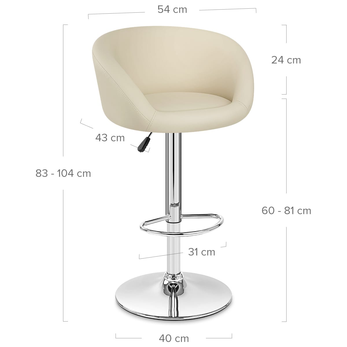 Kunstleder Barhocker Chrom - Eclipse Beige