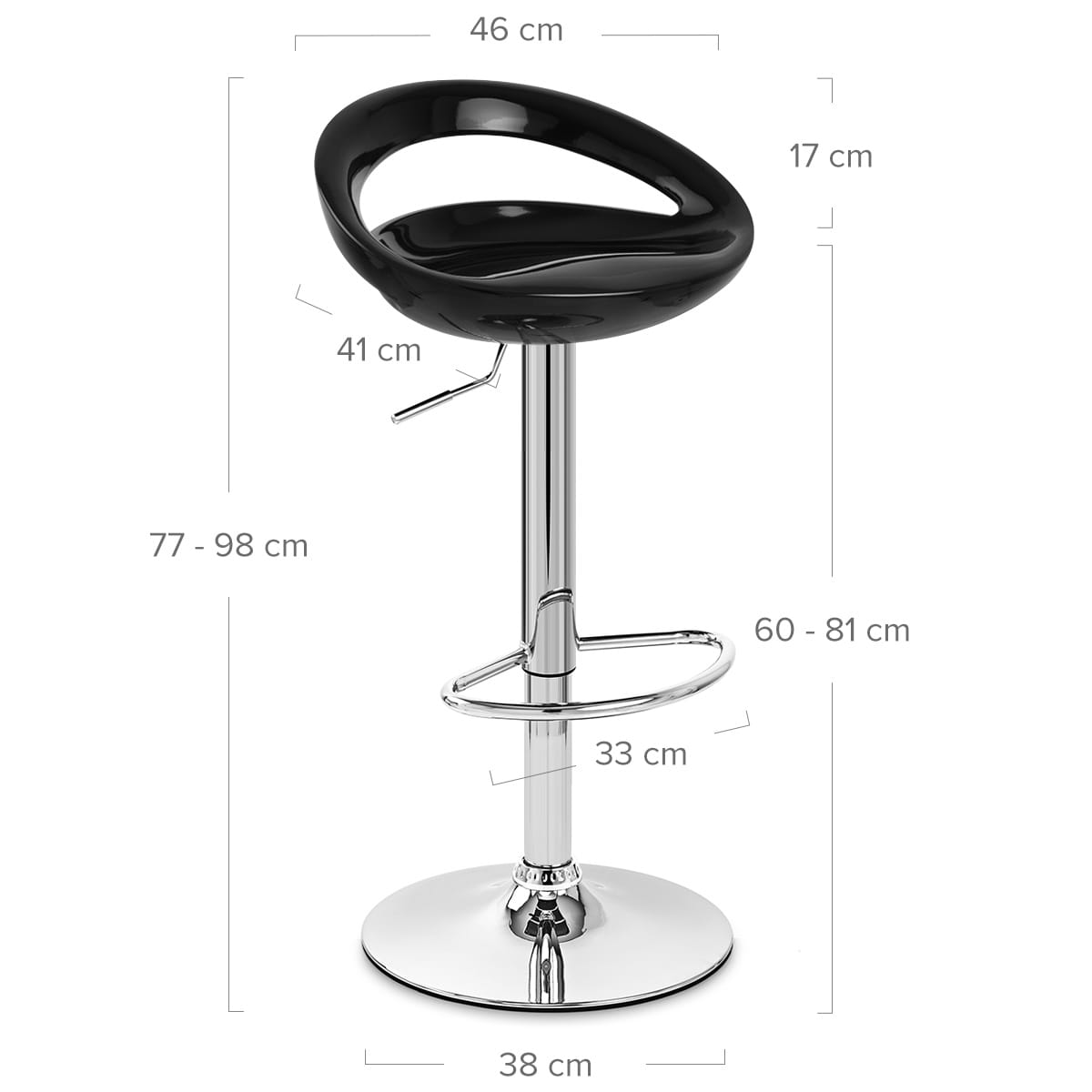 Sgabello Plastica Cromato - Crescent Nero