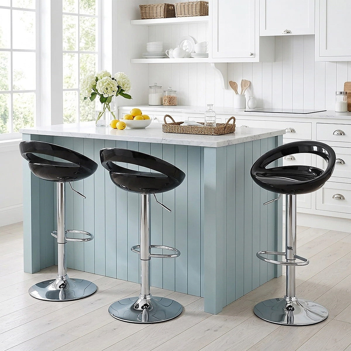 Sgabello Plastica Cromato - Crescent Nero