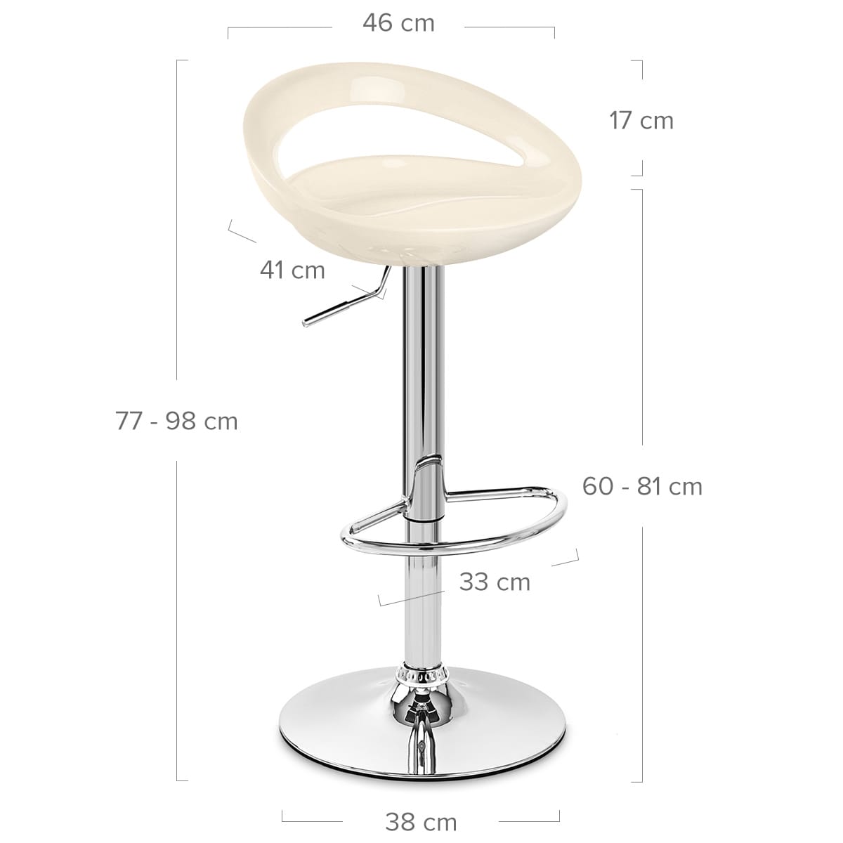 Sgabello Plastica Cromato - Crescent Crema