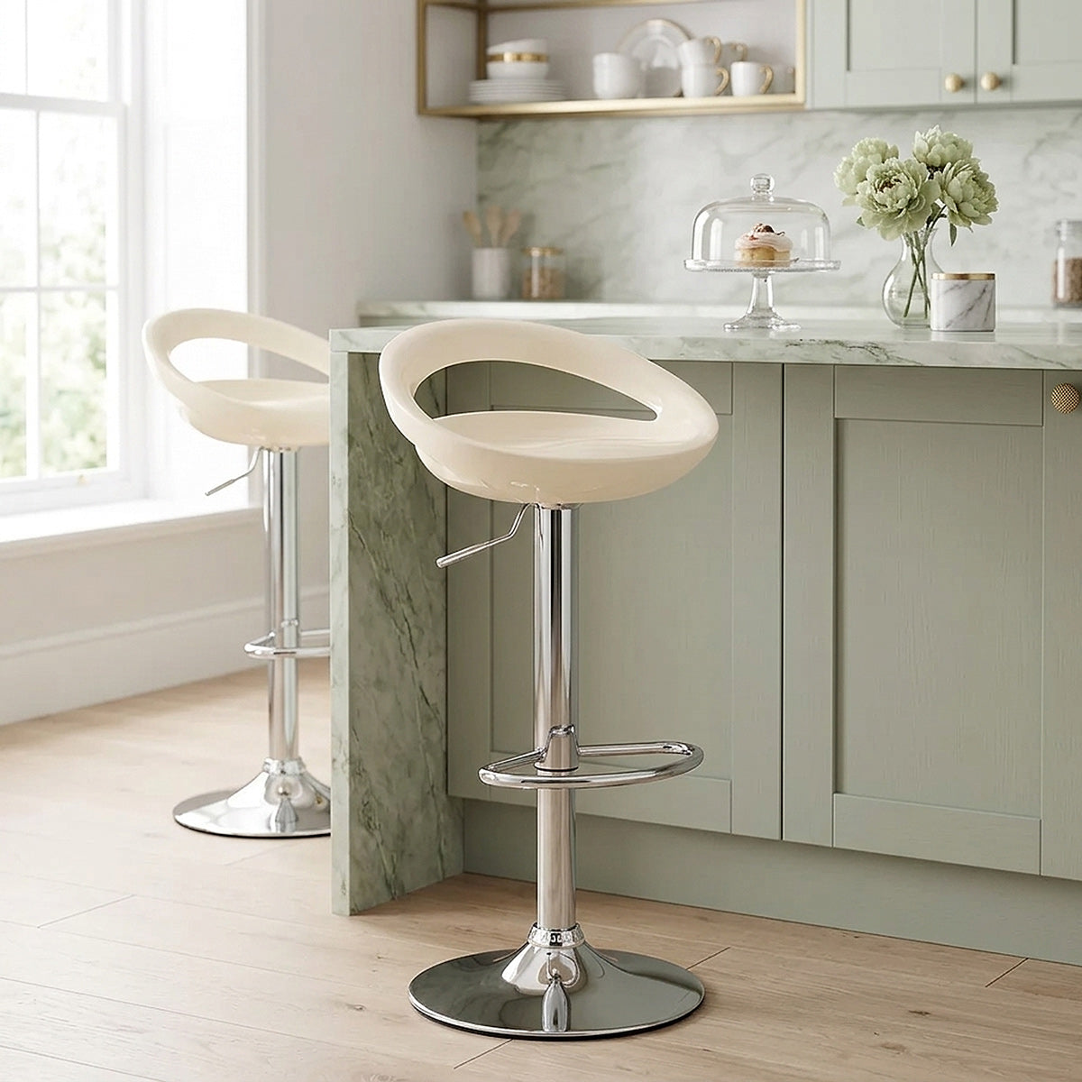 Kunststoff Barhocker Chrom - Crescent Beige