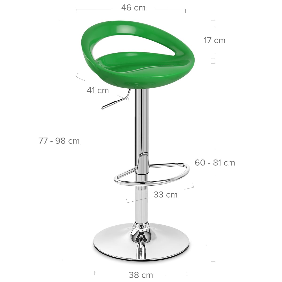 Sgabello Plastica Cromato - Crescent Verde
