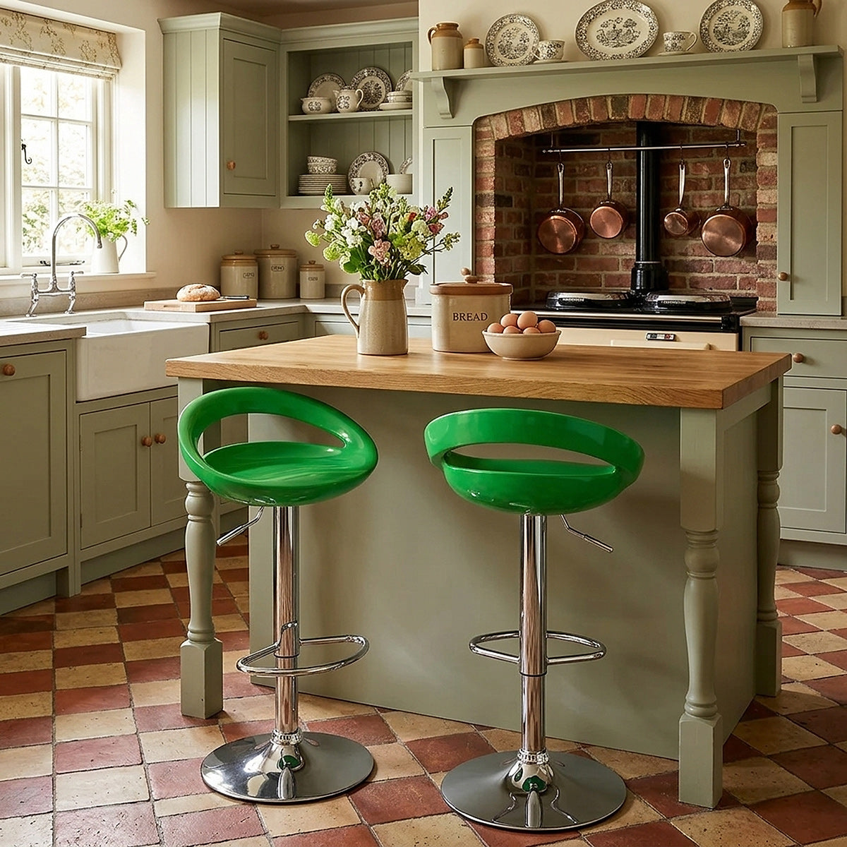Sgabello Plastica Cromato - Crescent Verde