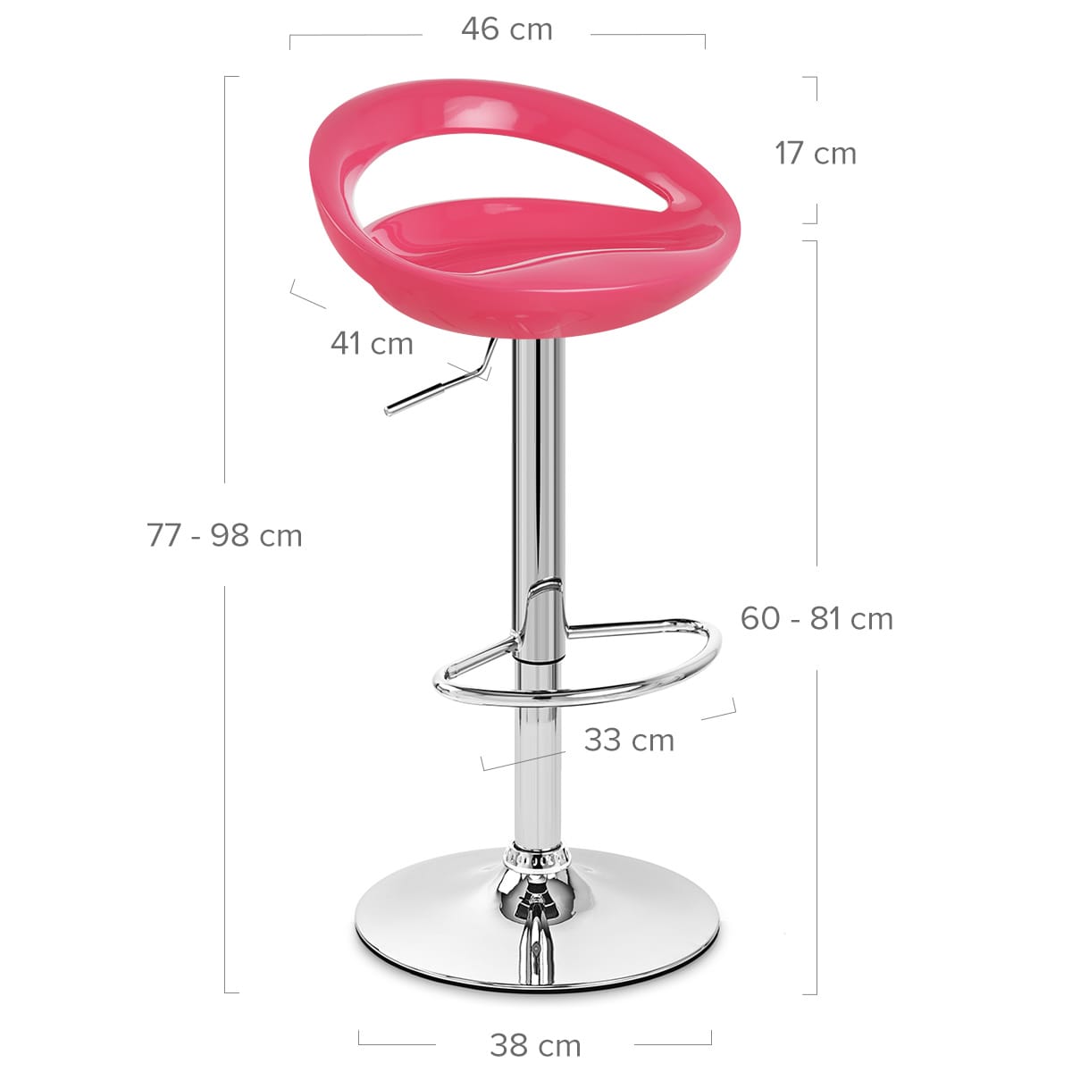 Sgabello Plastica Cromato - Crescent Rosa