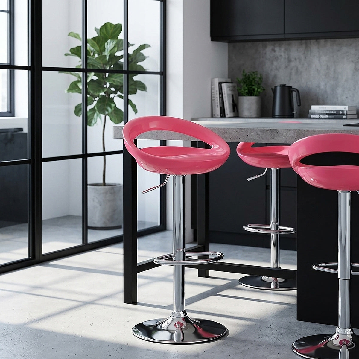 Kunststoff Barhocker Chrom - Crescent Pink