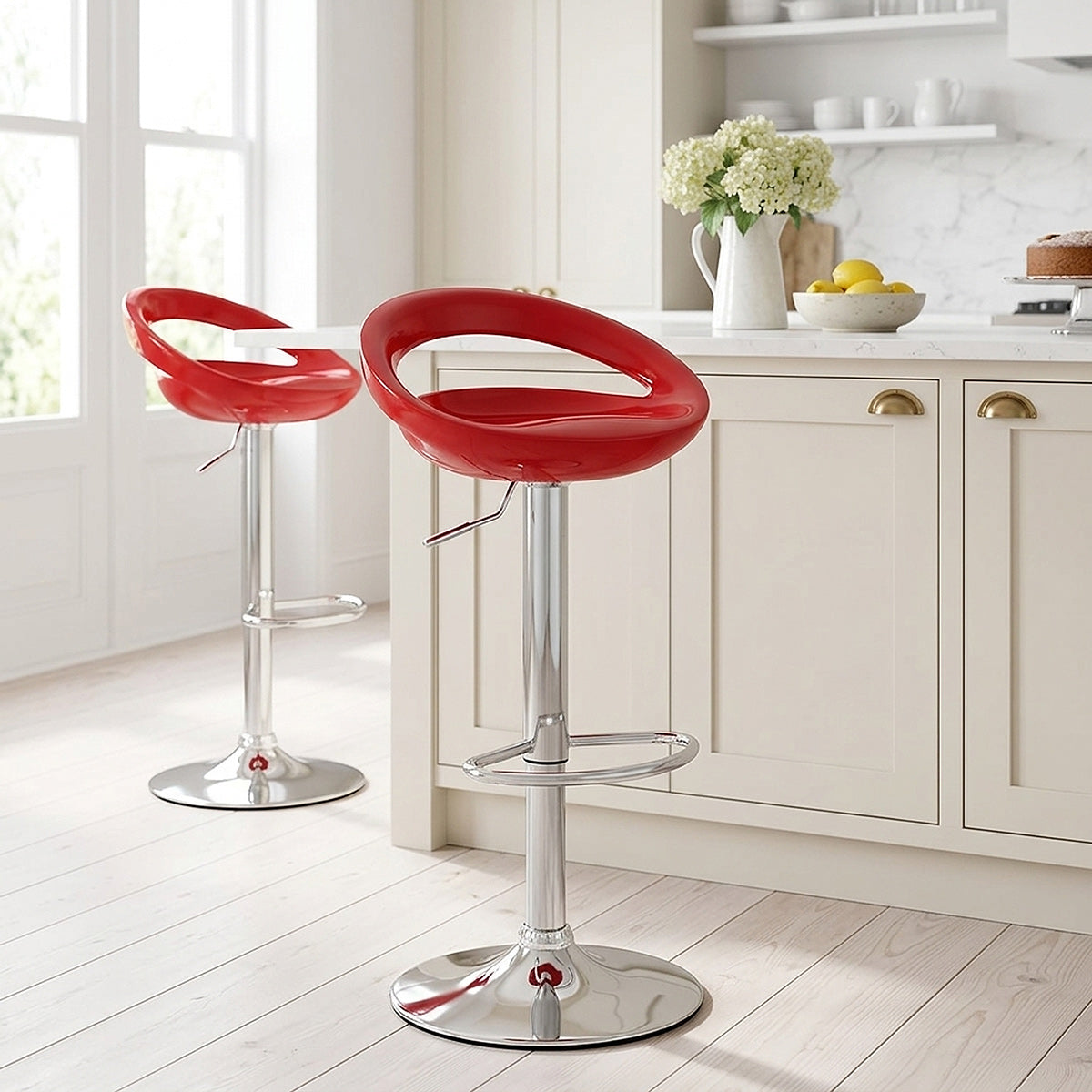 Kunststoff Barhocker Chrom - Crescent Rot