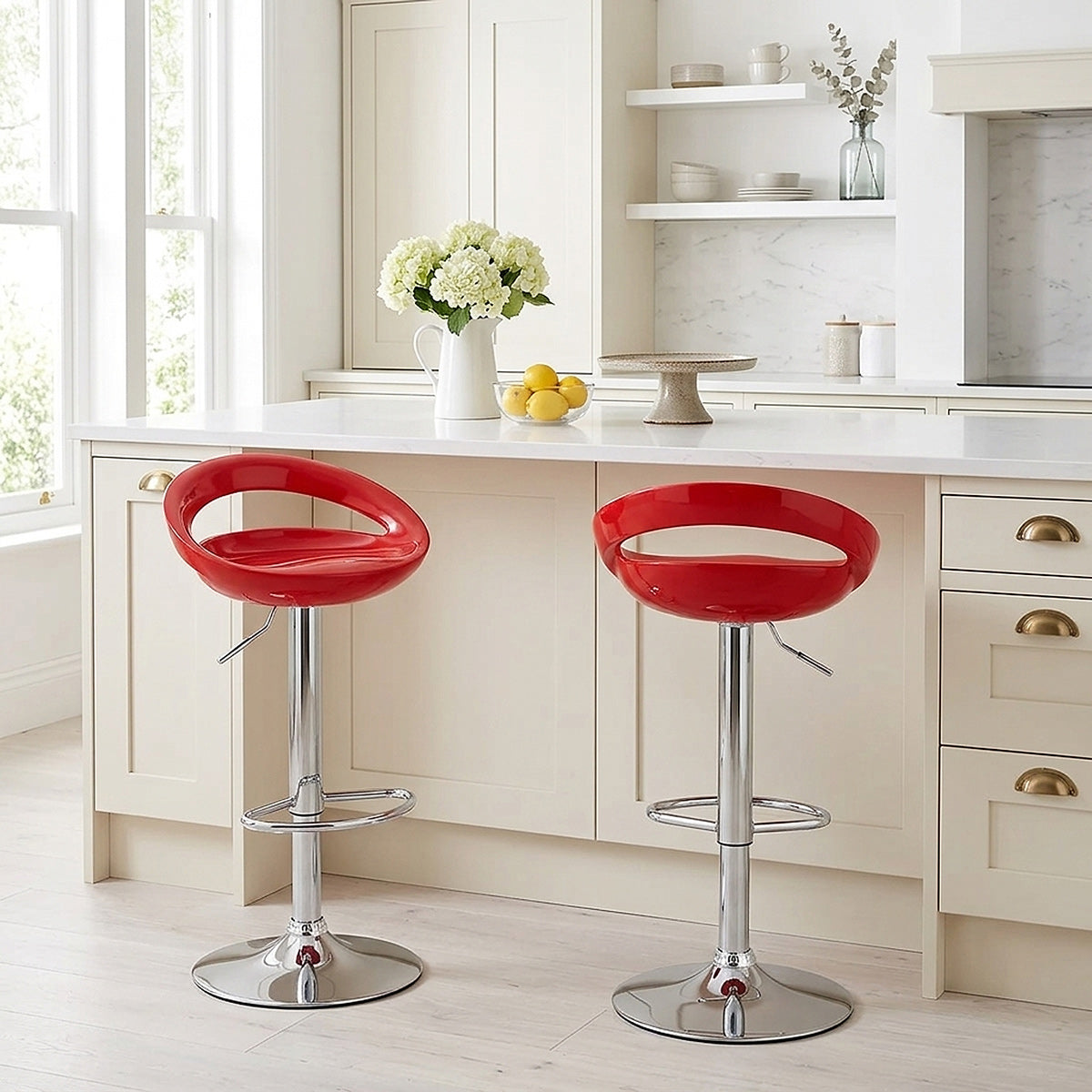 Sgabello Plastica Cromato - Crescent Rosso