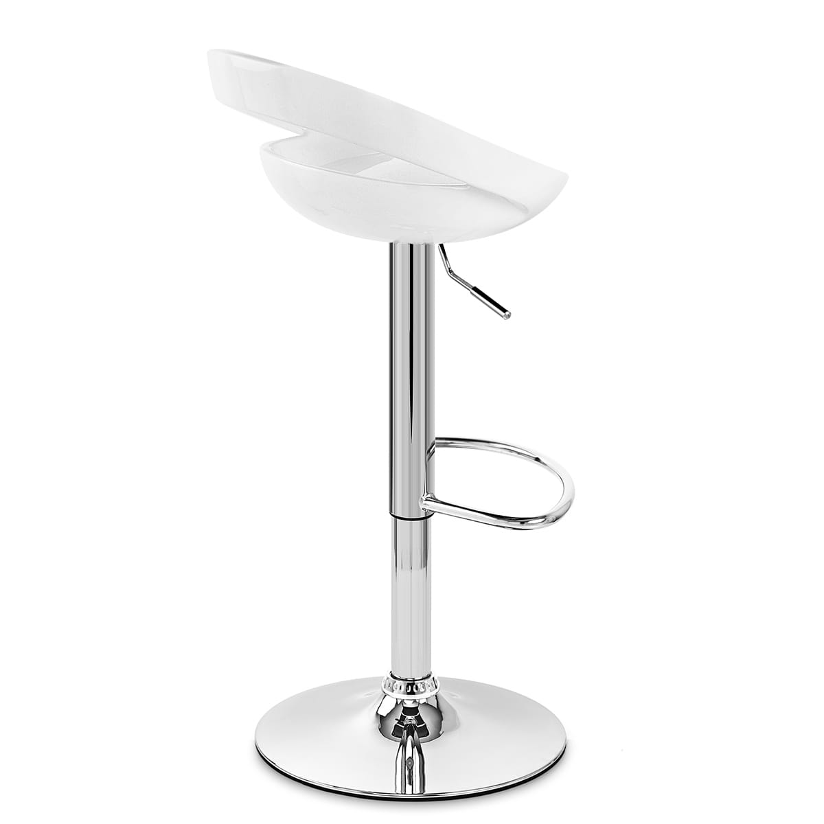 Kunststoff Barhocker Chrom - Crescent Weiß