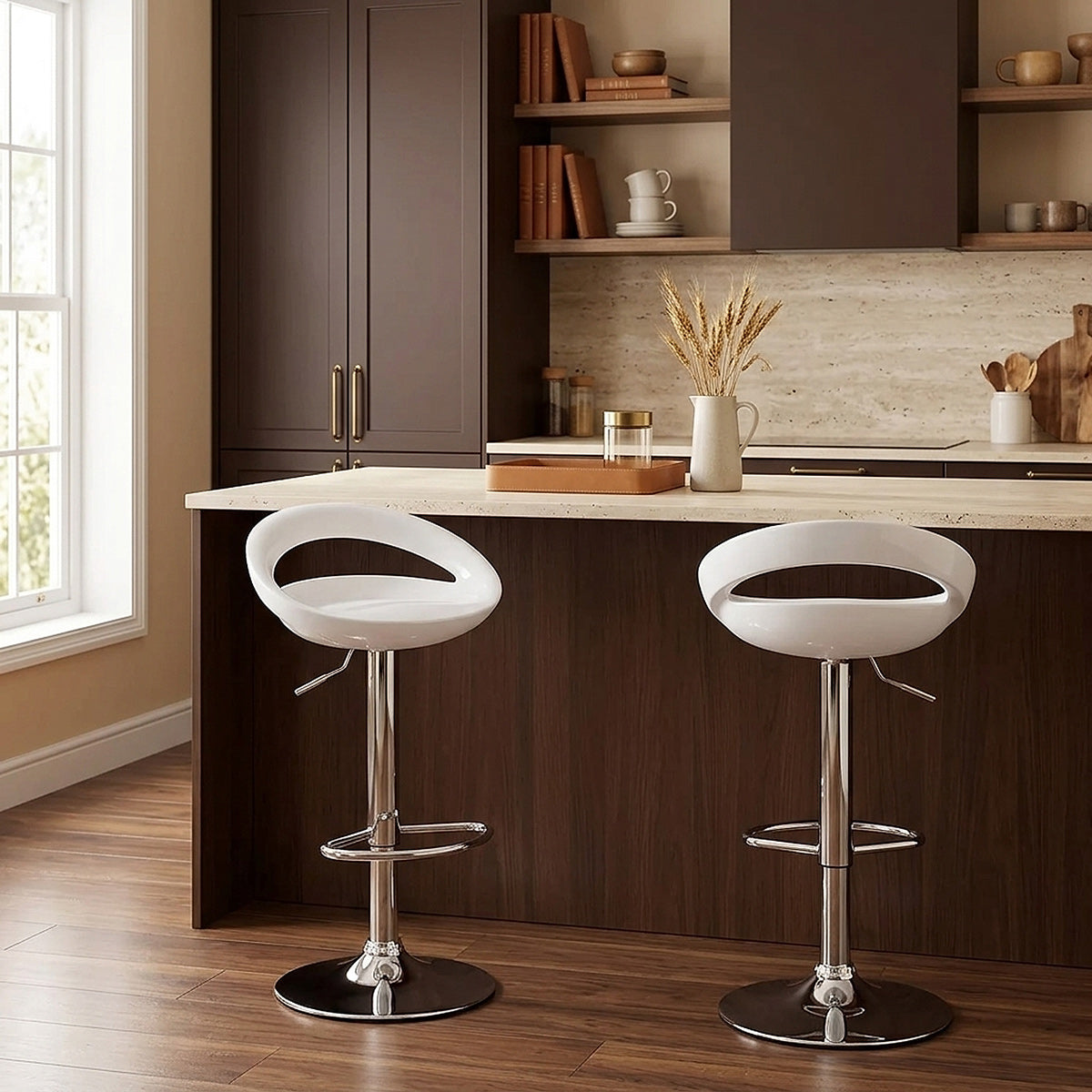 Sgabello Plastica Cromato - Crescent Bianco