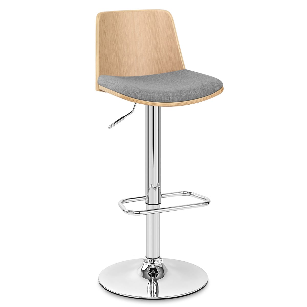 Barhocker Stoff Eiche - Crest Grau