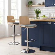 Barhocker Stoff Eiche - Crest Grau