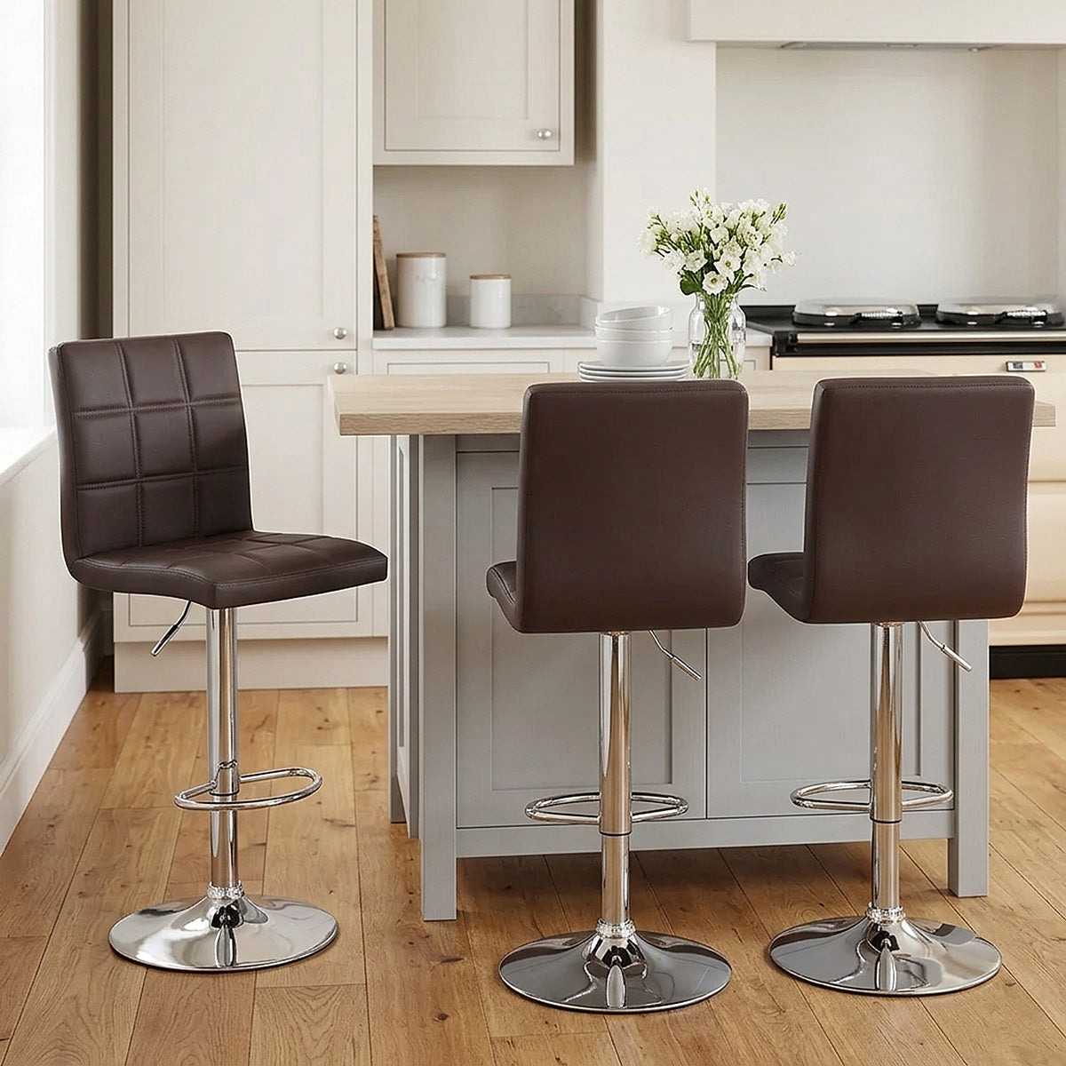 Kunstleder Barhocker Chrom - Criss Cross Braun