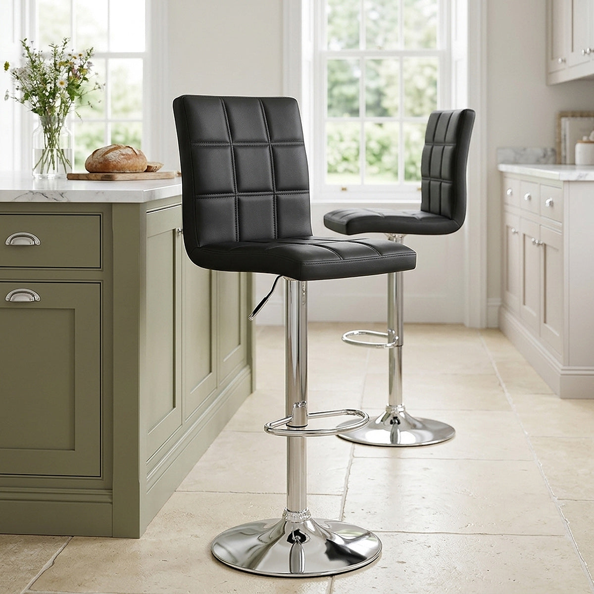 Kunstleder Barhocker Chrom - Criss Cross Schwarz