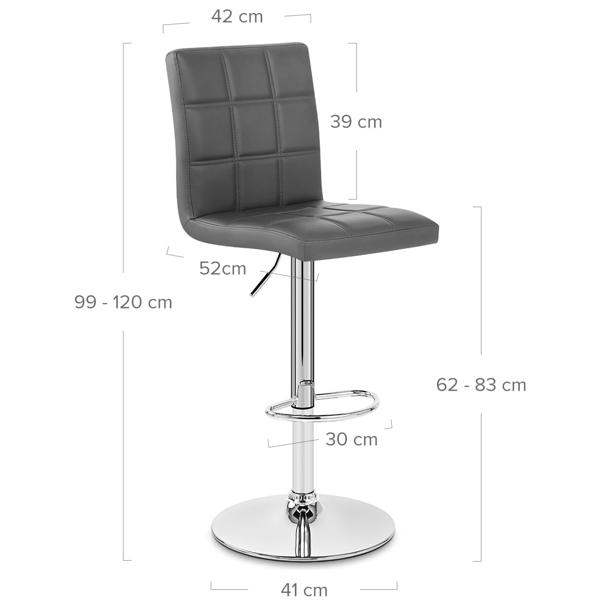 Kunstleder Barhocker Chrom - Criss Cross Grau