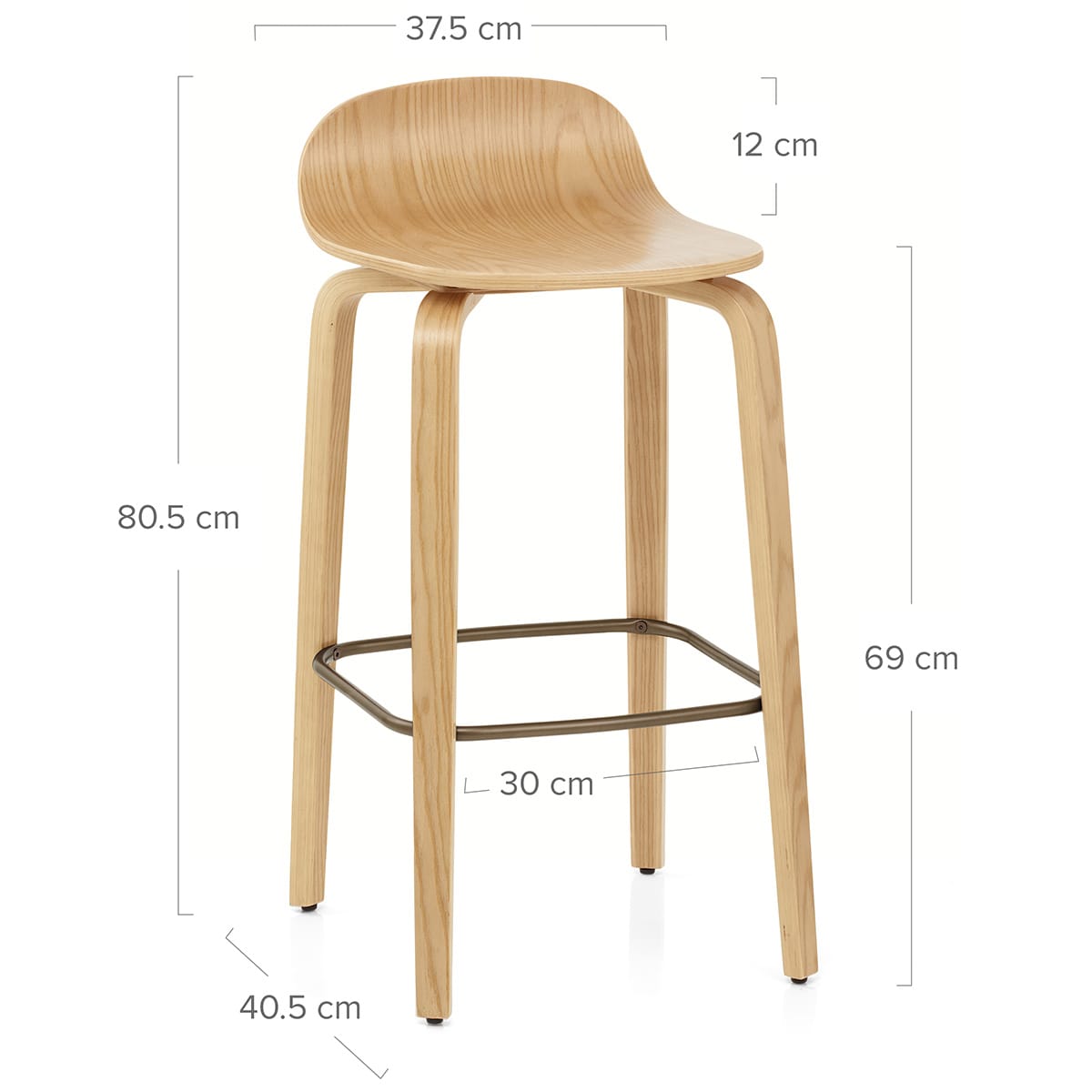 Barhocker Polierte Eiche - Curve 