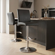 Sgabello Ecopelle Cromo Satinato - Deluxe High Back Nero
