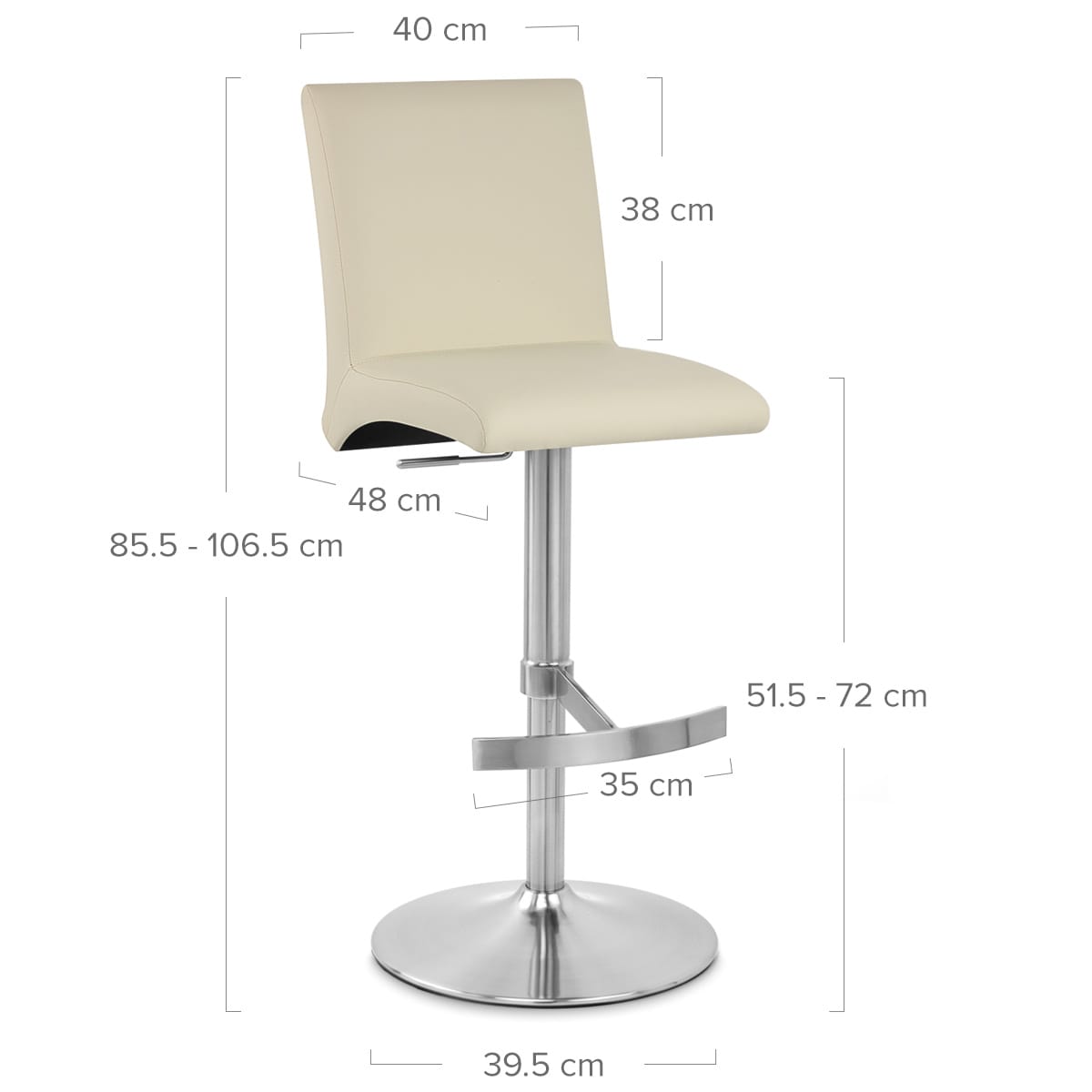 Kunstleder Barhocker Gebürstet - Deluxe High Back Beige