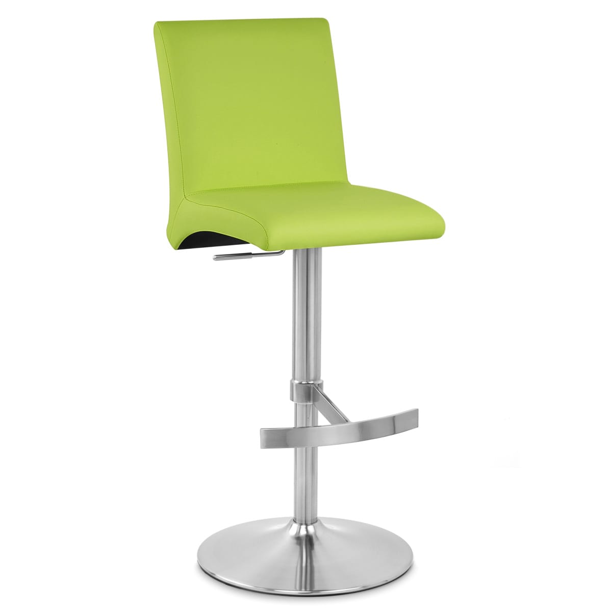 Sgabello Ecopelle Cromo Satinato - Deluxe High Back Verde