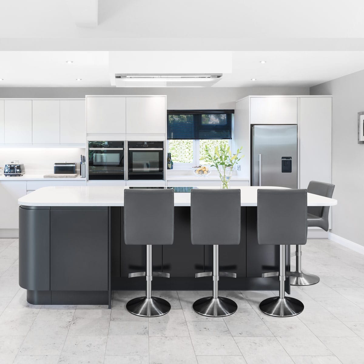 Sgabello Ecopelle Cromo Satinato - Deluxe High Back Grigio