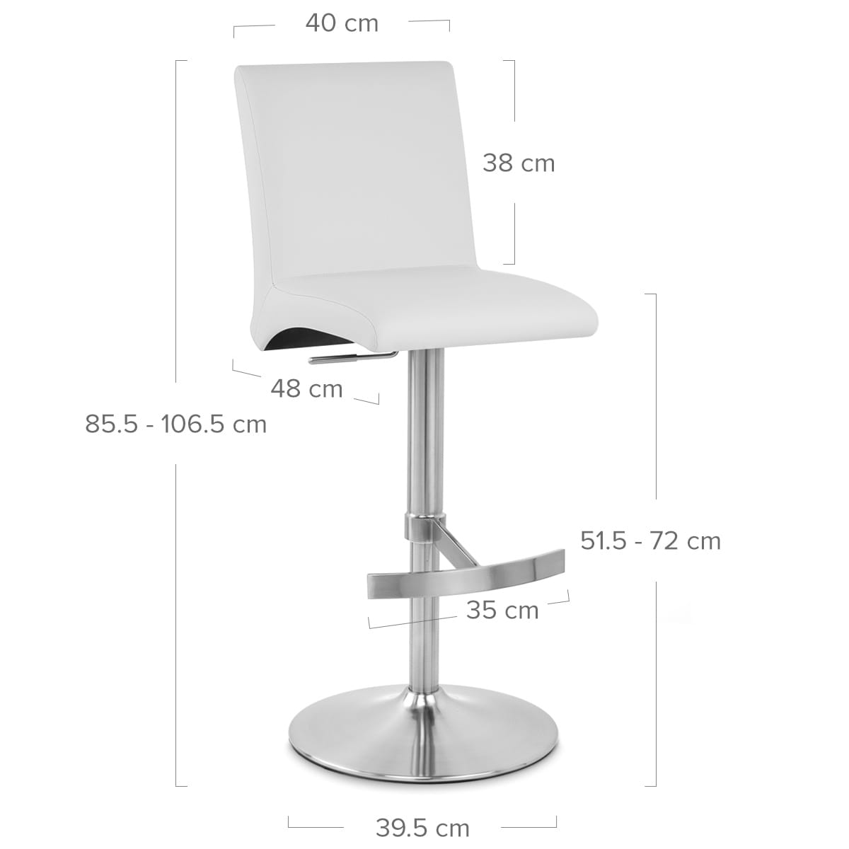 Kunstleder Barhocker Gebürstet - Deluxe High Back Weiß