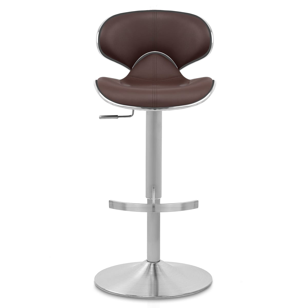 Sgabello Pelle Cromo Satinato - Felix Deluxe Marrone