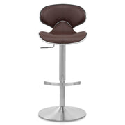 Sgabello Pelle Cromo Satinato - Felix Deluxe Marrone