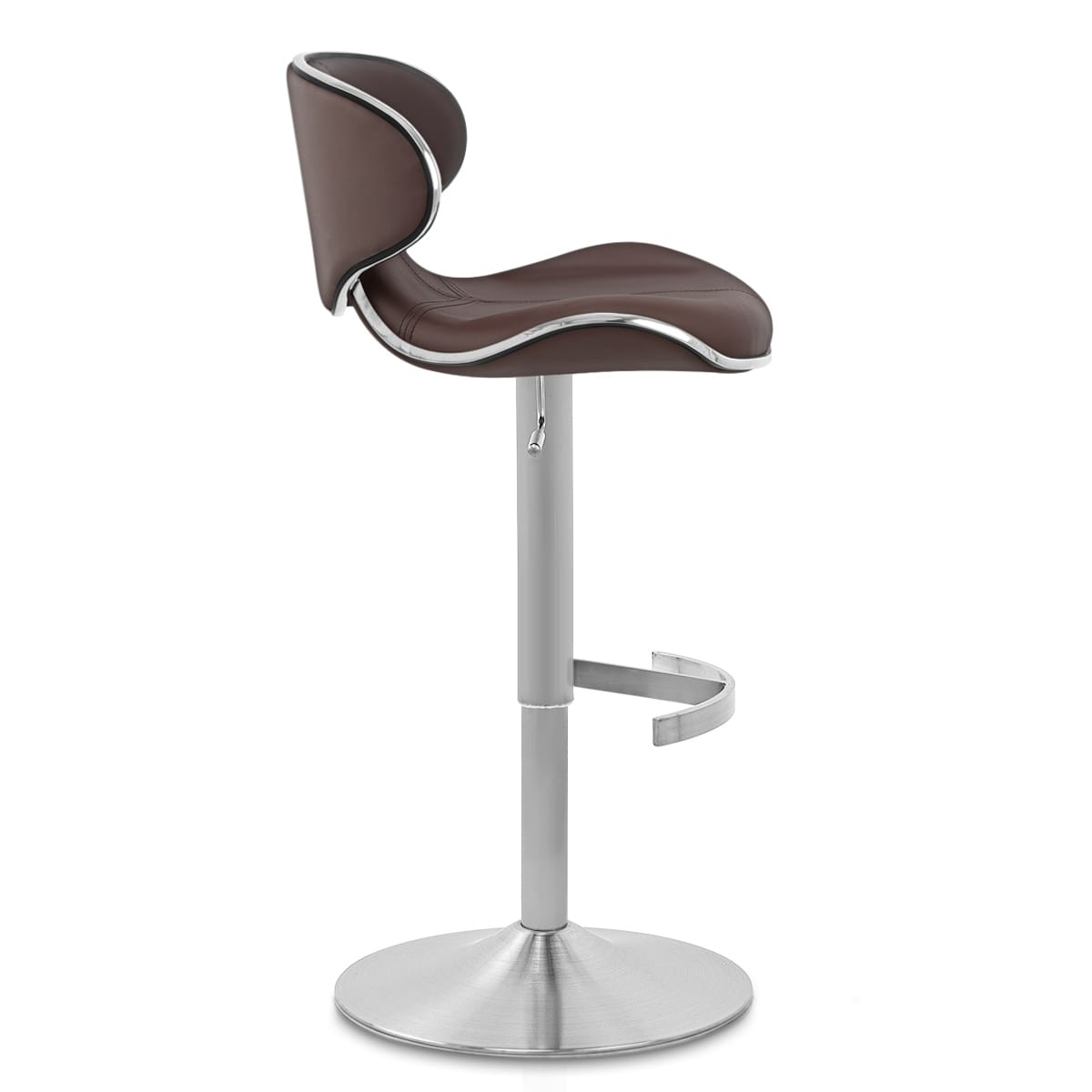Sgabello Pelle Cromo Satinato - Felix Deluxe Marrone